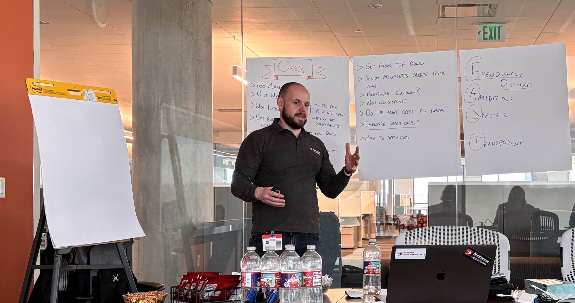 Aaron McKenna presenting OKR training workshop